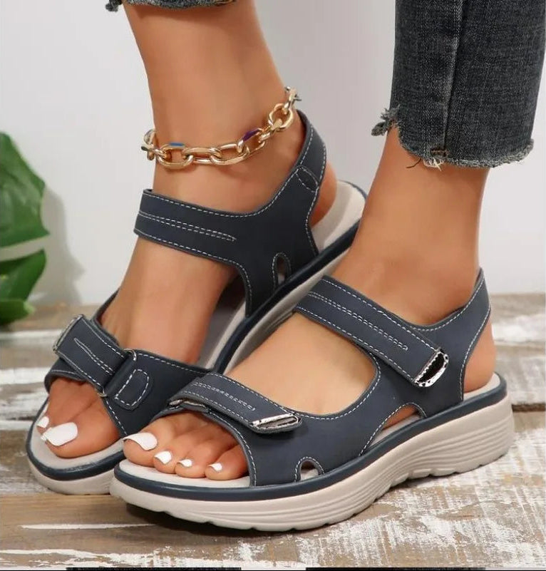 Soleya | Lette Læder Wedge Sandaler til Damer