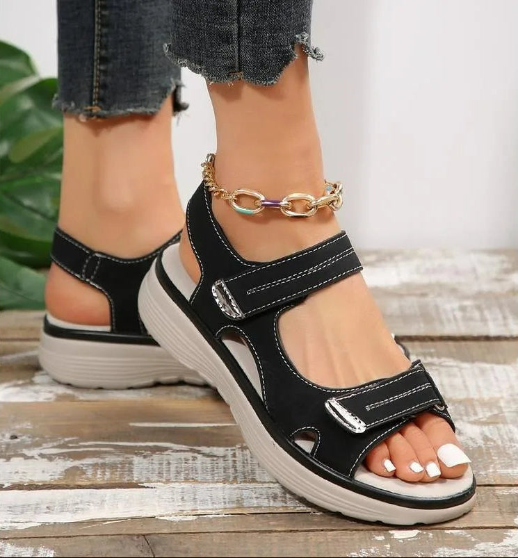 Soleya | Lette Læder Wedge Sandaler til Damer