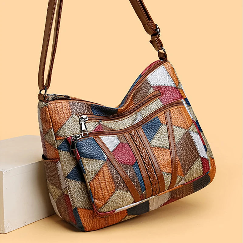 Fern™ | Farverig Patchwork Skuldertaske
