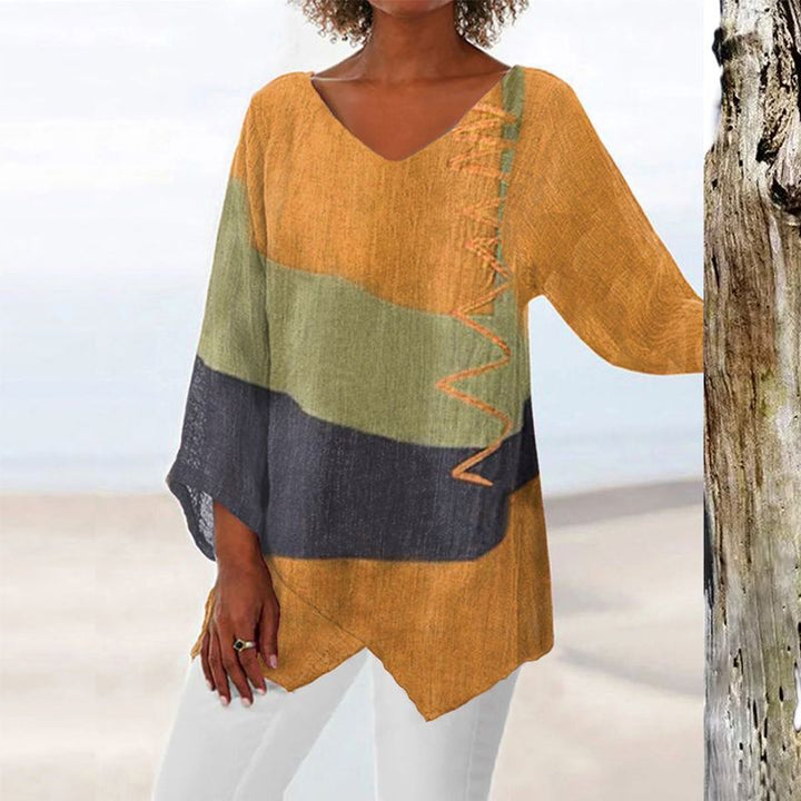 Helene | Stilfuld V-hals Color Block Top